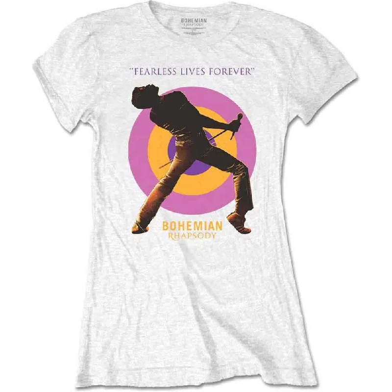 QUEEN Attractive T-Shirt, Fearless-- Notch Collar Peter Pan Collar Cowl Neck