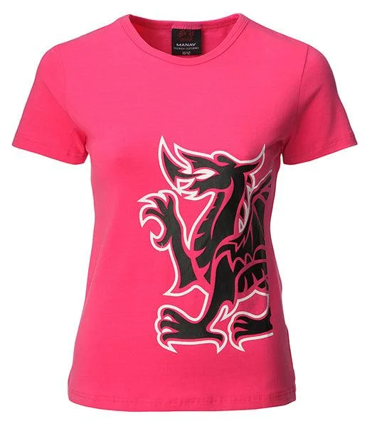 Wales Cymru Womens Dragon Skinni Fit T-Shirt-- Anti-Pilling Machine Wash Handmade