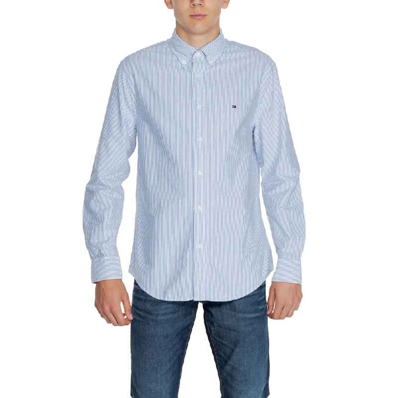 Blue Organic Cotton Shirt-- Wool Fabric Cashmere Fabric Tweed Fabric