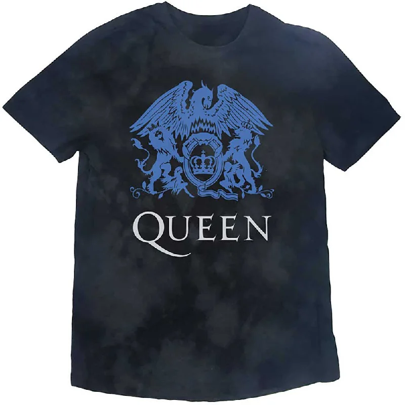 QUEEN Attractive T-Shirt, Blue Crest-- Notch Collar Peter Pan Collar Cowl Neck