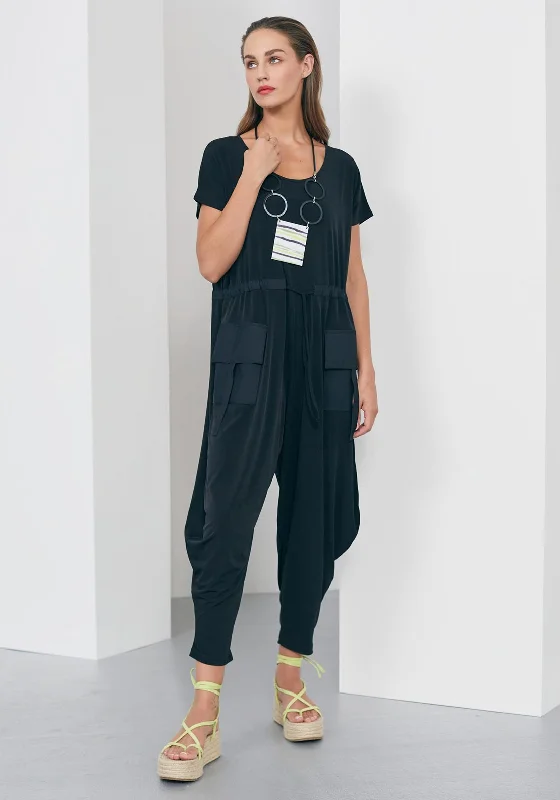 Naya Oversize Pocket Jumpsuit, Navy Cold-shoulder jumpsuit, Sexy, Fashionable, Comfortable