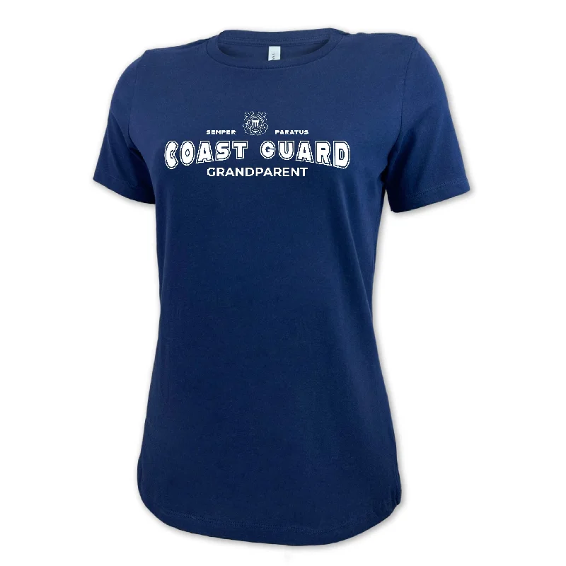 Coast Guard Grandparent Ladies T-Shirt (Navy)-- Spandex Blend Rayon Blend Denim Blend