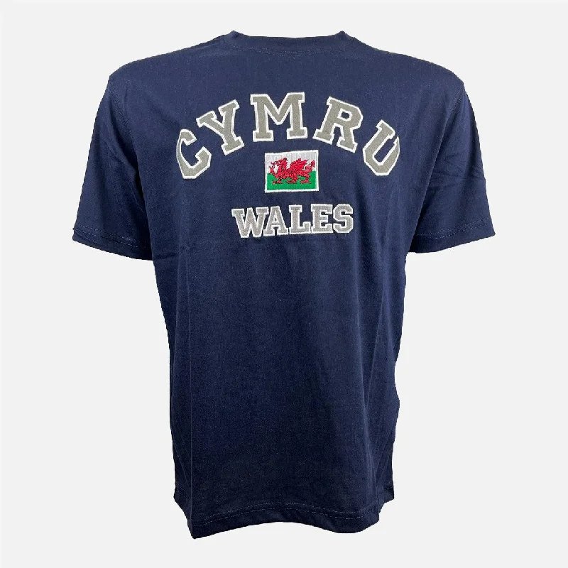 Wales Cymru Womens Applique T-Shirt-- Ribbed T-Shirt High Neck Heavyweight
