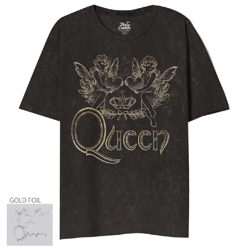 QUEEN Mineral Wash T-Shirt, Lovely Logo-- Graphic Embroidered Appliqued