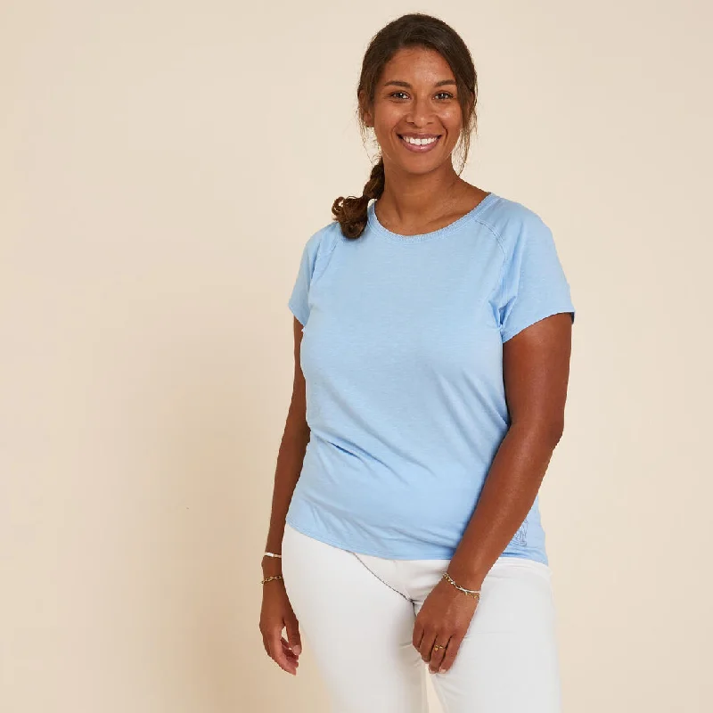 Women's Gentle Yoga Cotton T-Shirt-- Zippered Front Buttoned Front Snap Front
