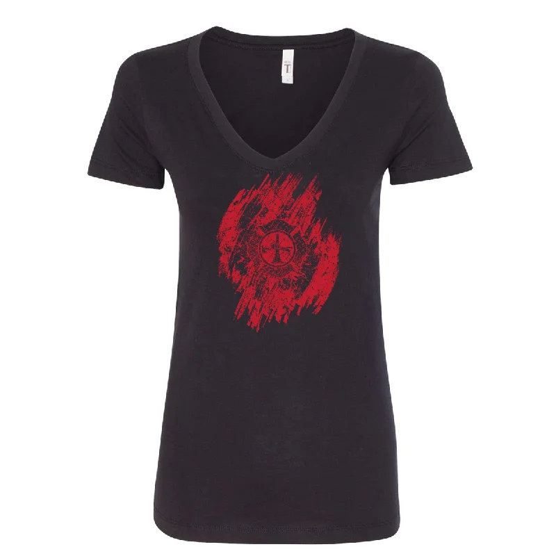 FFC 343 It Get's Messy Maltese Women's V-Neck Shirt-- Terry Blend Velvet Blend Canvas Blend