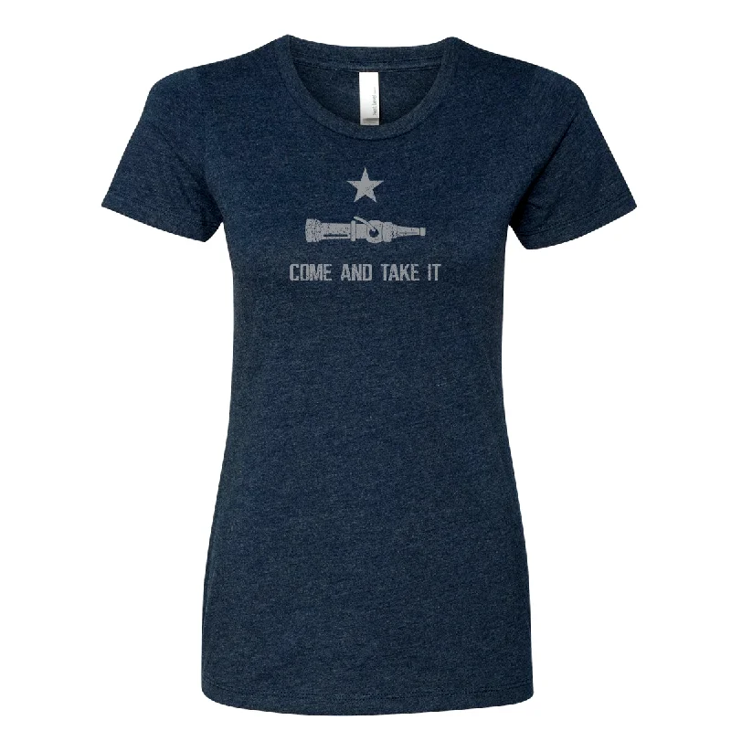 Come and Take It Firefighter Women's Crew Neck Shirt-- Lace Blend Ribbed Blend Corduroy Blend