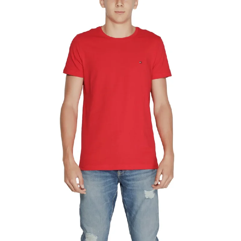 Red Cotton T-shirt-- Fleece Fabric Down Fabric Feather Fabric