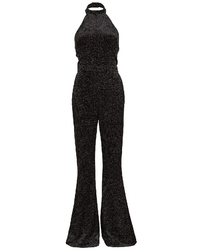 Glitter Halter Back Zip Jumpsuit Light fabric jumpsuit, Casual, Comfortable, Summer wear