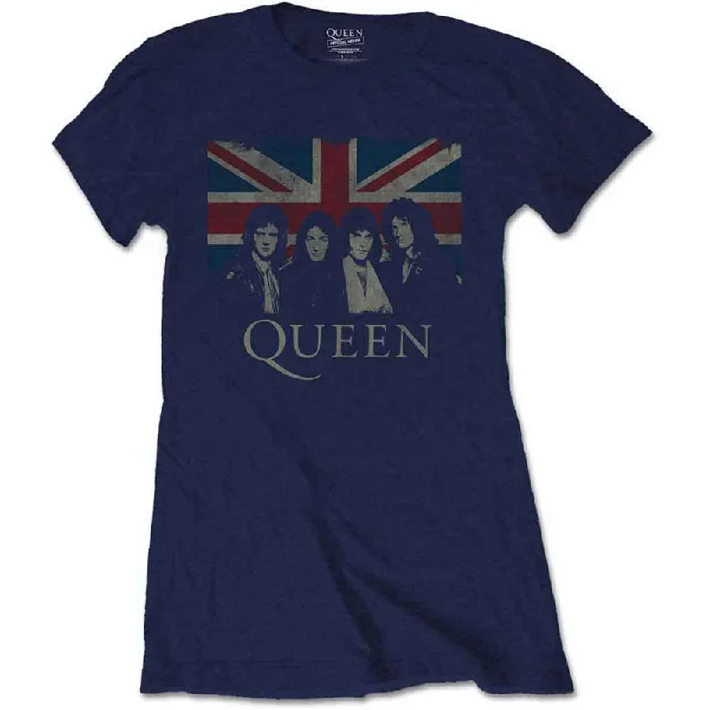 QUEEN Attractive T-Shirt, Vintage Union Jack-- Spandex Blend Rayon Blend Denim Blend