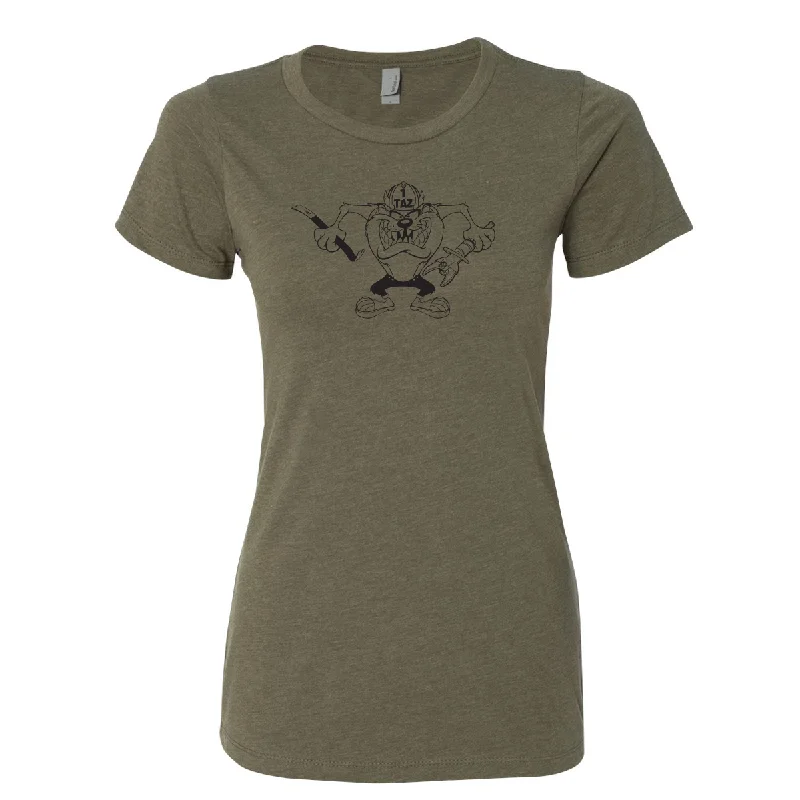 FFC 343 Crazy Taz Premium Women's Crew Neck Shirt-- Solid Print Embellished
