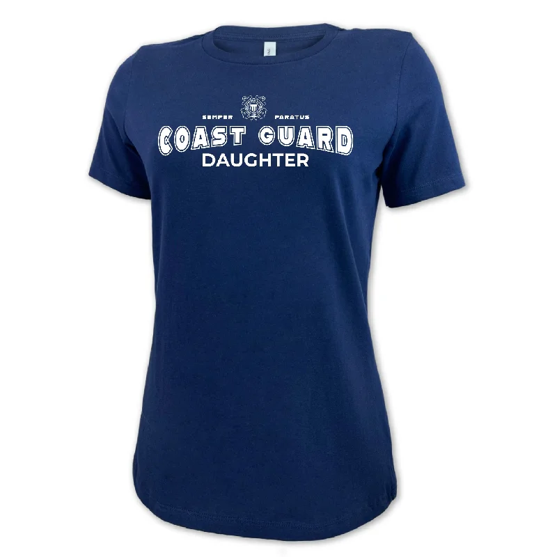 Coast Guard Daughter Ladies T-Shirt (Navy)-- Lace Blend Ribbed Blend Corduroy Blend