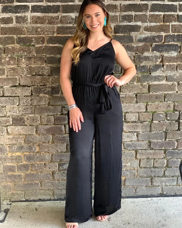 Satin Wide Leg belt tie jumpsuit Plus size jumpsuit, Curvy fit, Comfort, Stylish