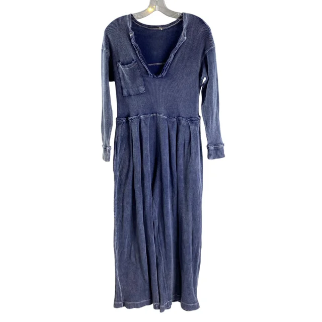 INTIMATELY FREE PEOPLE Size SMALL Blue Waffle 3/4 Sleeve Cotton JUMPSUIT One-piece jumpsuit, Simple design, Comfortable, Fashionable