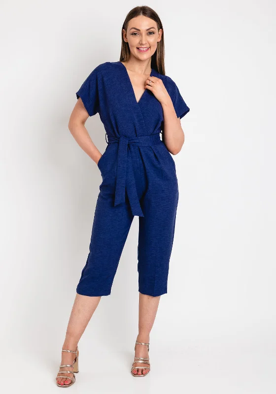 Closet London Wrap Jumpsuit, Navy Ruffle hem jumpsuit, Feminine, Trendy, Casual
