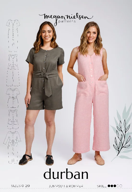 Durban Jumpsuit & Romper | Megan Nielsen Lace-up jumpsuit, Trendy, Sexy, Party wear