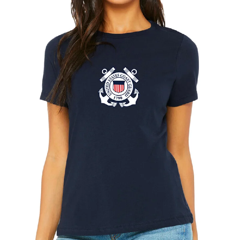 Coast Guard Ladies Seal Logo T-Shirt-- Zippered Buttoned Snapped