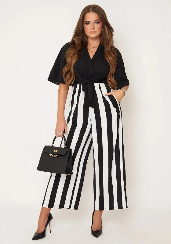 Girl in Mind Elizabeth Stripe Leg Jumpsuit, Black & White High waist jumpsuit, Slim fit, Chic, Comfortable