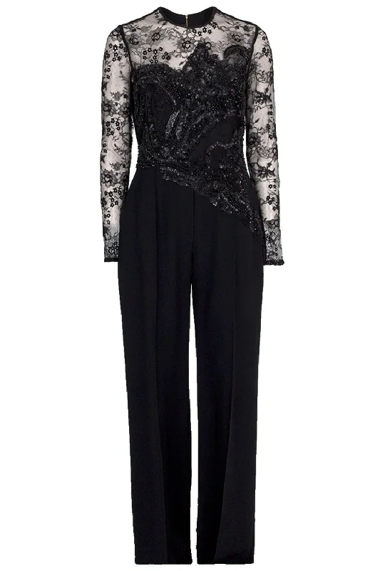 Illusion Lace Top Jumpsuit Off-shoulder jumpsuit, Sexy, Elegant, Fashionable