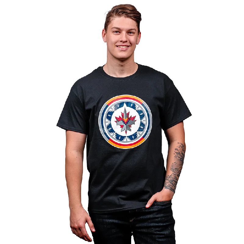 WASAC LOGO T-SHIRT - BLACK-- Collared T-Shirt Boat Neck A-Line