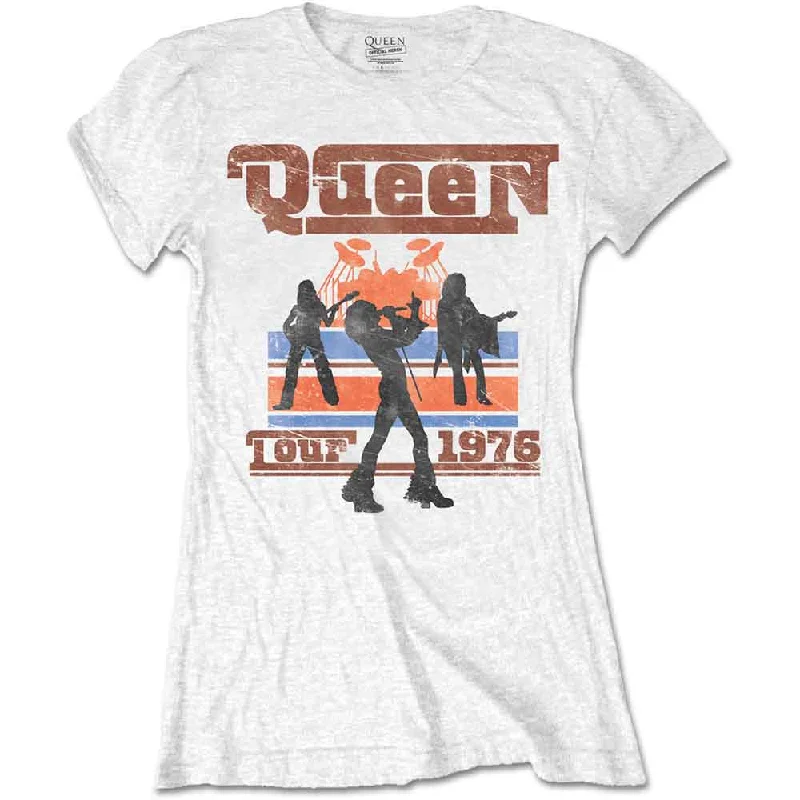 QUEEN Attractive T-Shirt, 1976 Tour Silhouettes-- Denim Fabric Leather Fabric Suede Fabric
