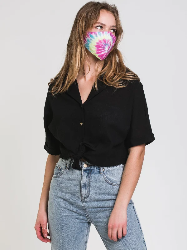 HARLOW CAMP TIE-UP SHIRT - CLEARANCE-- V-Neck T-Shirt Long Sleeve Cotton