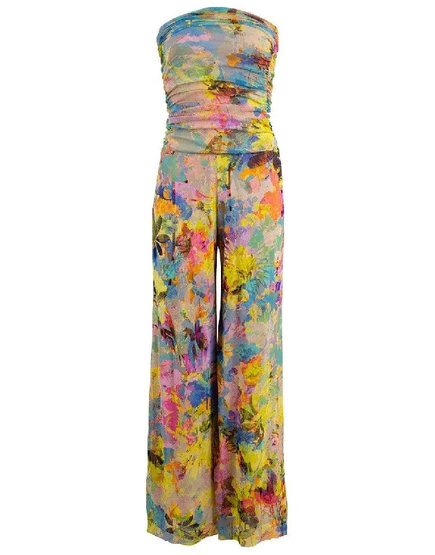 Multi-Color Strapless Printed Jumpsuit Sports jumpsuit, Athletic, Comfortable, Trendy