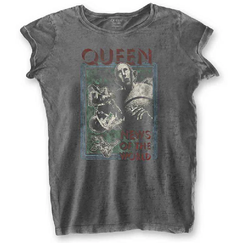 QUEEN Attractive T-Shirt, News Of The World-- Striped Floral Plaid