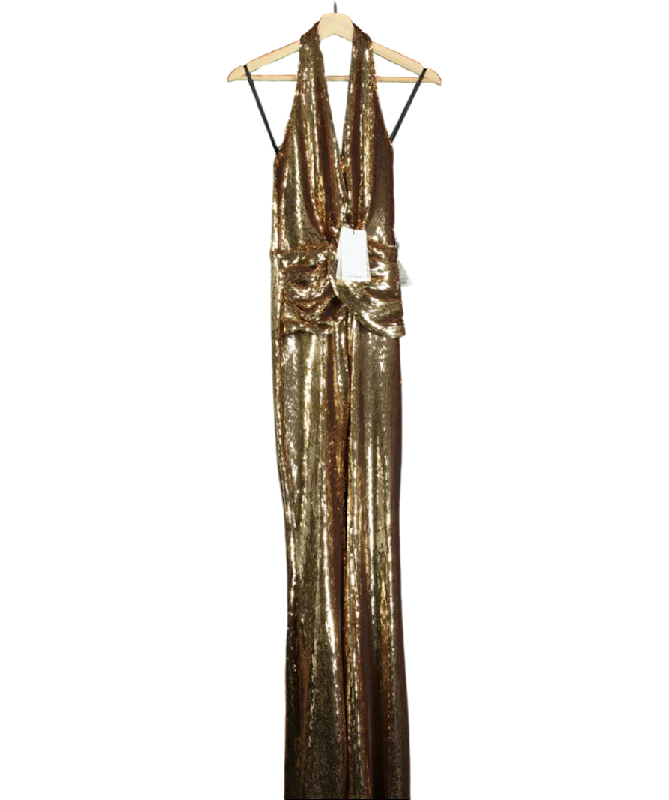 Nadine Merabi Metallic Tianna Jumpsuit UK XS Off-shoulder jumpsuit, Elegant, Party attire, Stylish