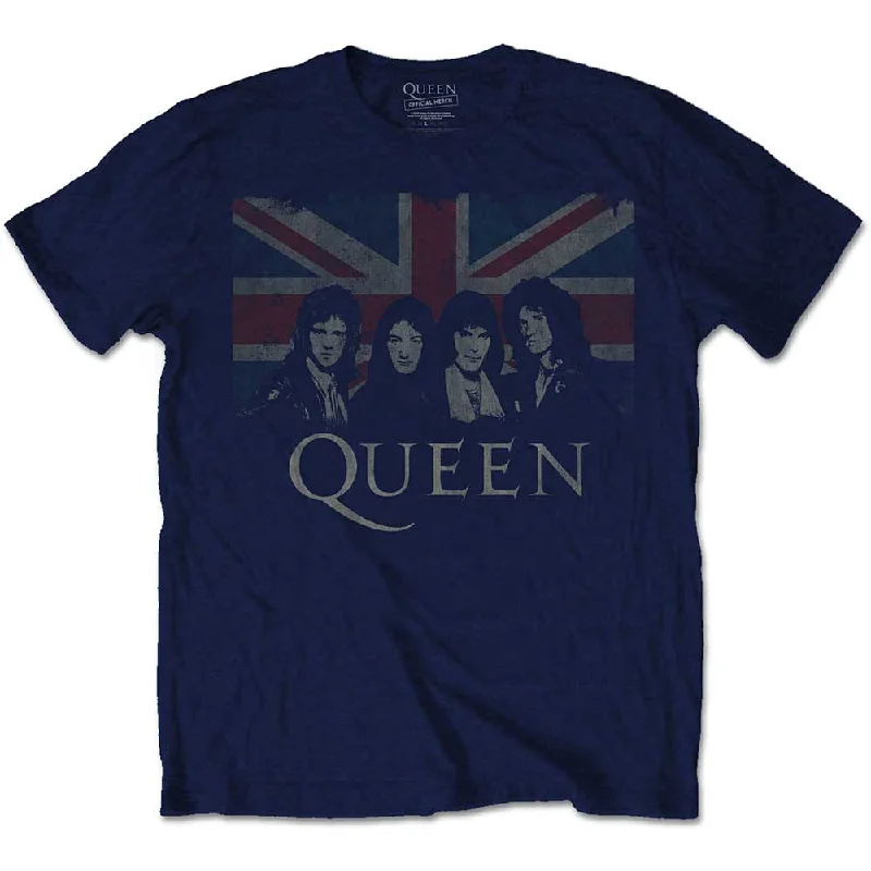 QUEEN Attractive T-Shirt, Vintage Union Jack-- Graphic T-Shirt Round Neck Polyester