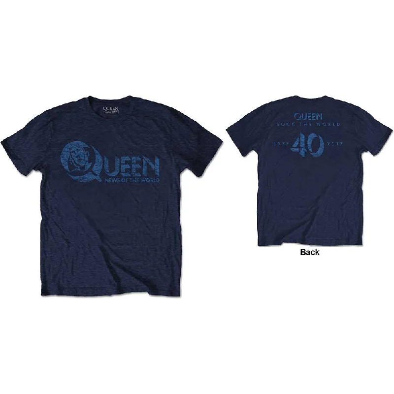 QUEEN Attractive T-Shirt, Back News Of The World 40th Vintage Logo-- Modern Contemporary Chic