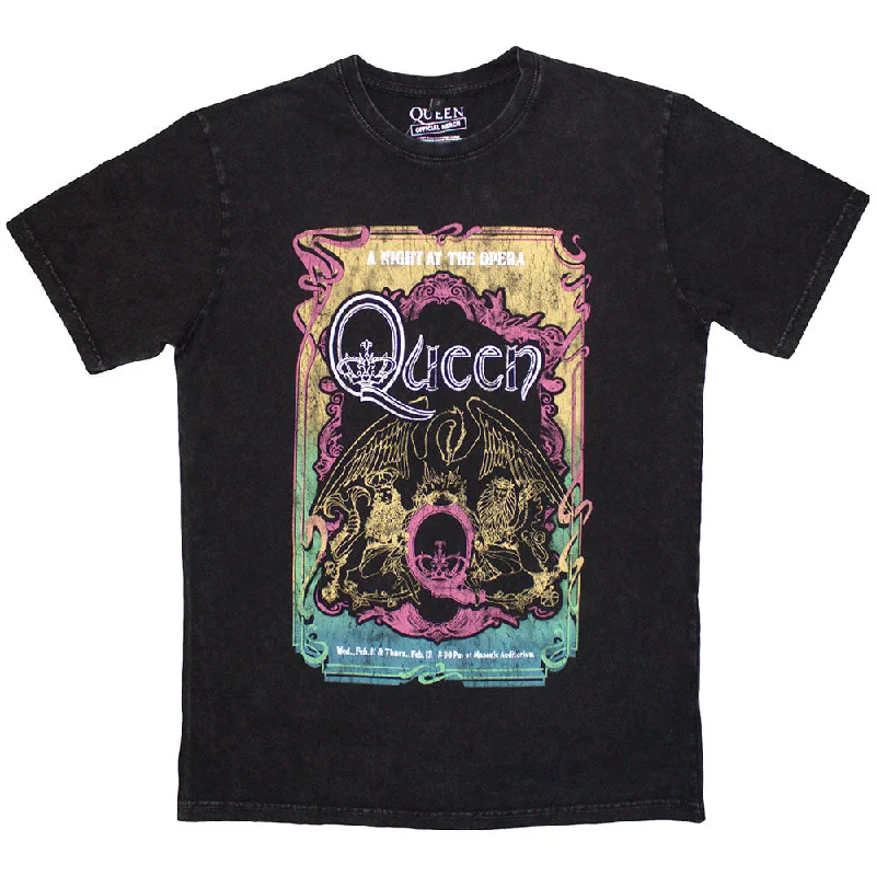 QUEEN Stone Wash T-Shirt, A Night At The Opera Tour '76-- Seamless Knitted Crochet