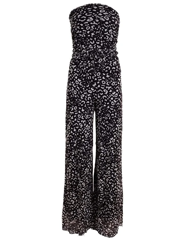 Black and White Strapless Printed Jumpsuit Silk jumpsuit, Luxurious fabric, Elegant, Evening wear