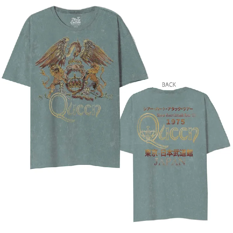 QUEEN Mineral Wash T-Shirt, Japanese-- Beaded Sequined Faux Fur