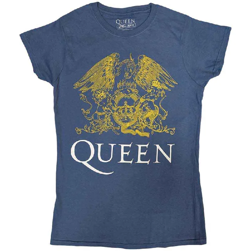 QUEEN Attractive T-Shirt, Crest-- Zippered Front Buttoned Front Snap Front