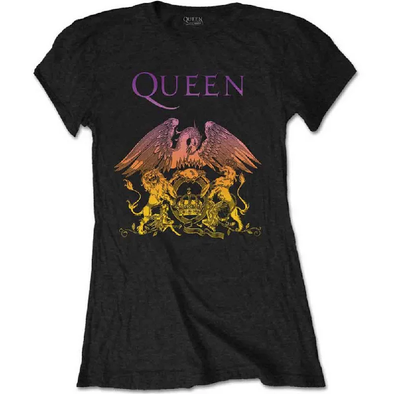 QUEEN Attractive T-Shirt, Gradient Crest-- Hooded Caped Shawl Collar