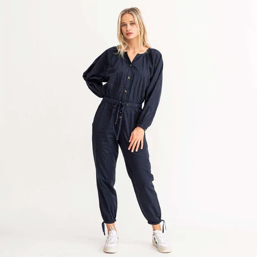Kerri Rosenthal - Savannah Jumpsuit in Indigo Slim leg jumpsuit, Sleek, Elegant, Fashionable