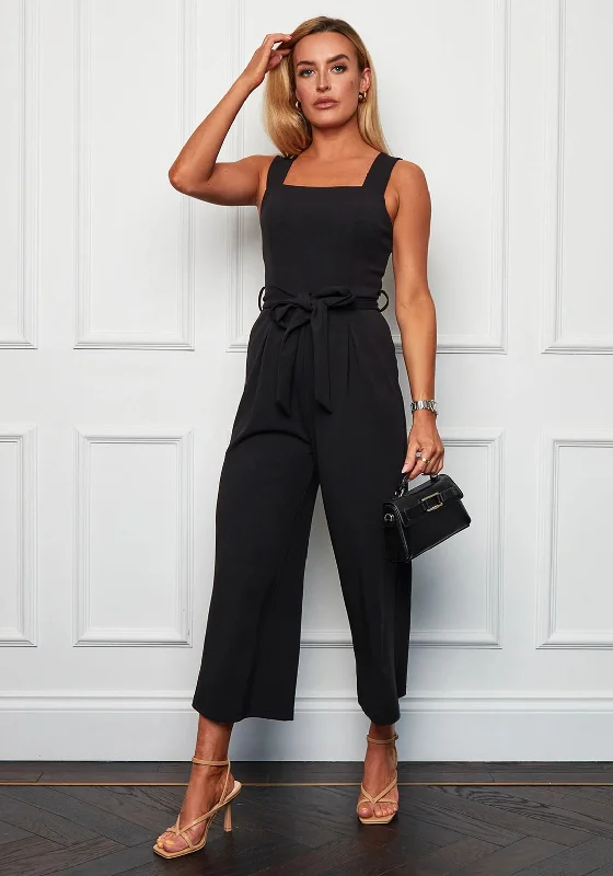 Girl In Mind Tara Square Neck Culotte Jumpsuit, Black Minimalist jumpsuit, Sleek, Stylish, Casual