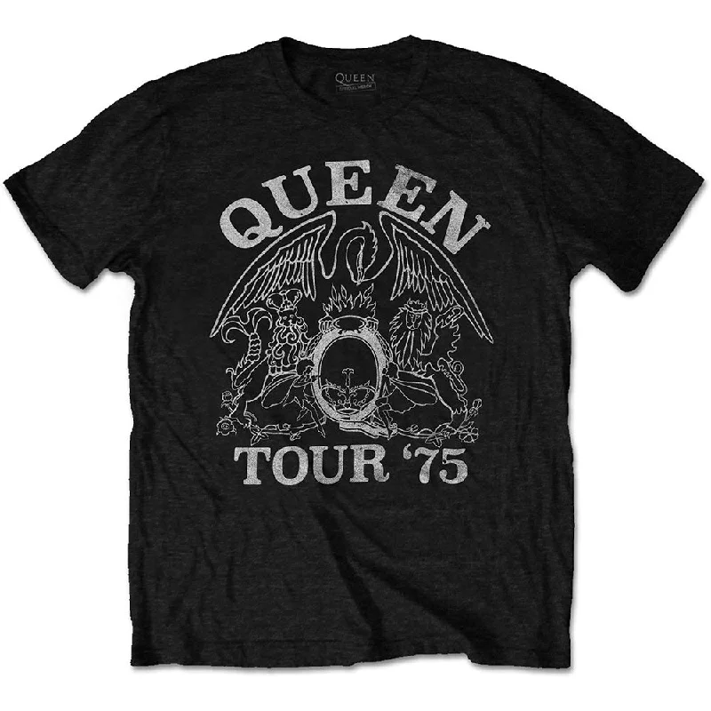 QUEEN Attractive T-Shirt, Tour '75-- Thin T-Shirt Open Front Quick Dry