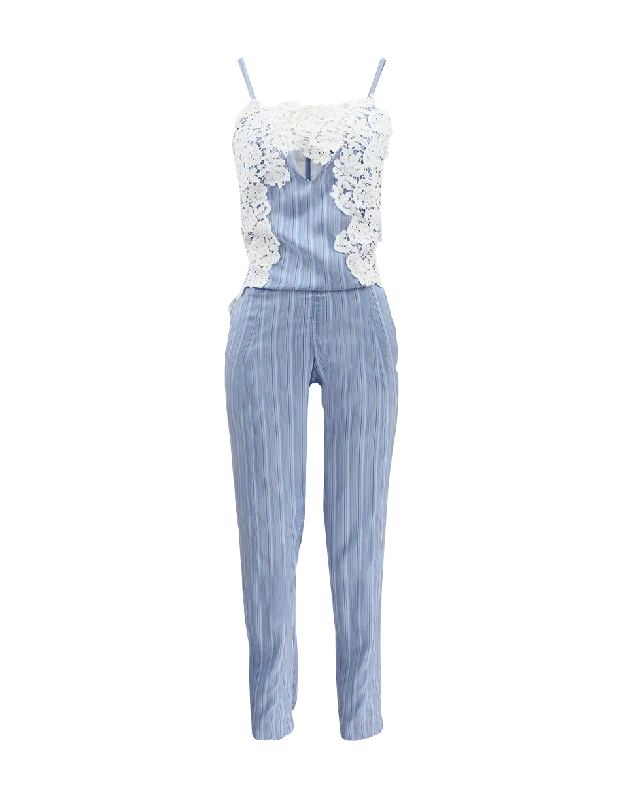 Sleeveless Lace Embroidered Jumpsuit Ruffle jumpsuit, Feminine touch, Trendy, Party wear