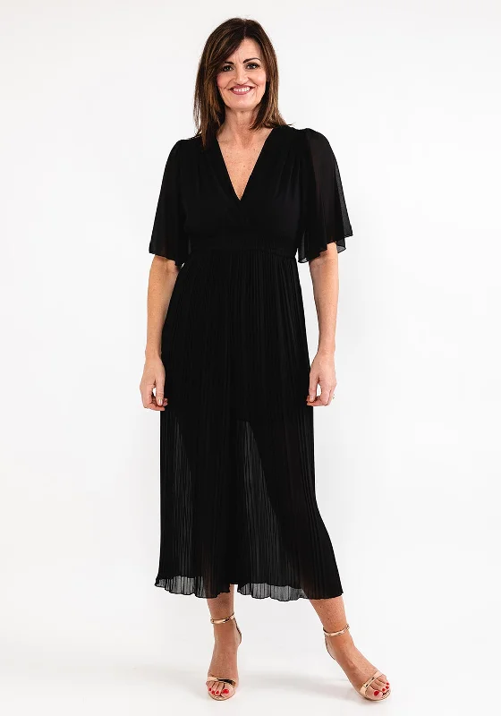 Seventy1 One Size Pleated Chiffon Jumpsuit, Black High-neck jumpsuit, Modest, Elegant, Trendy