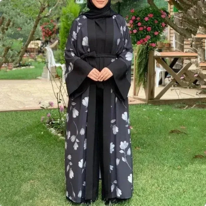 Solid Color Inner liner Jumpsuit with Robe for Beautiful Arab Dubai Turkey Middle East Women. Long sleeve wide leg jumpsuit, Cozy, Trendy, Elegant