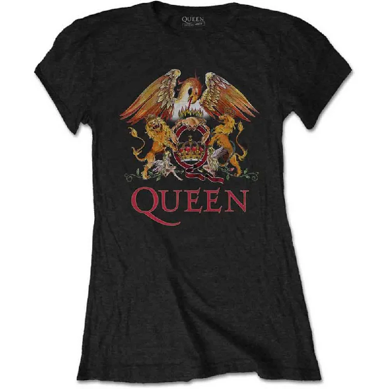 QUEEN Attractive T-Shirt, Classic Crest-- Front Pockets Side Pockets Patch Pockets