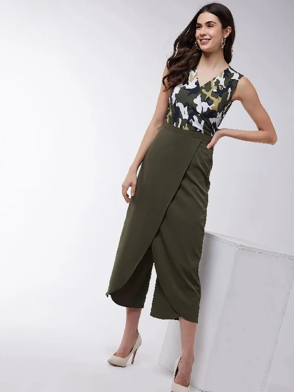PANNKH Camouflage Bottom Wrap Jumpsuit Street style jumpsuit, Trendy, Casual, Comfortable