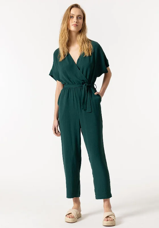 Tiffosi Favore Wrap Style Jumpsuit, Forest Green Structured jumpsuit, Tailored fit, Sleek, Professional