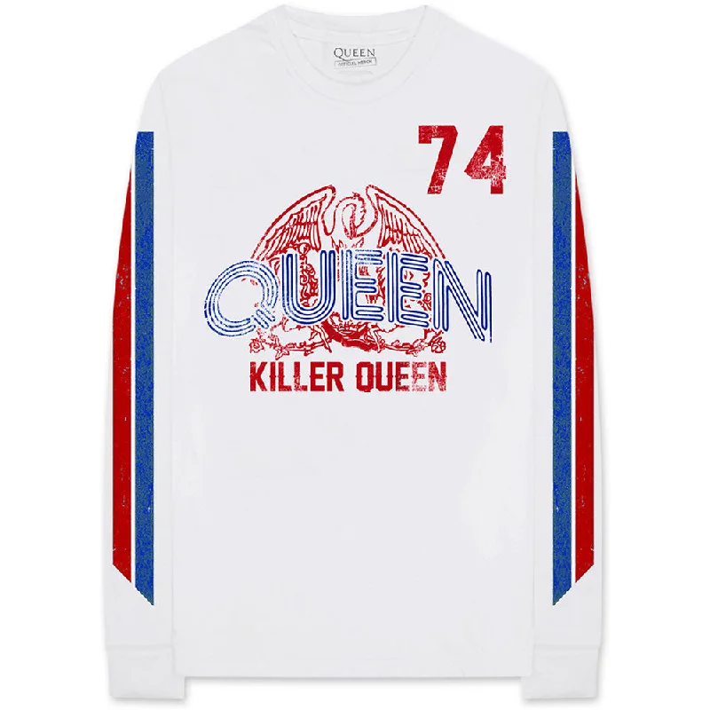 QUEEN Attractive T-Shirt, Killer Queen '74 Stripes-- Ribbed T-Shirt High Neck Heavyweight