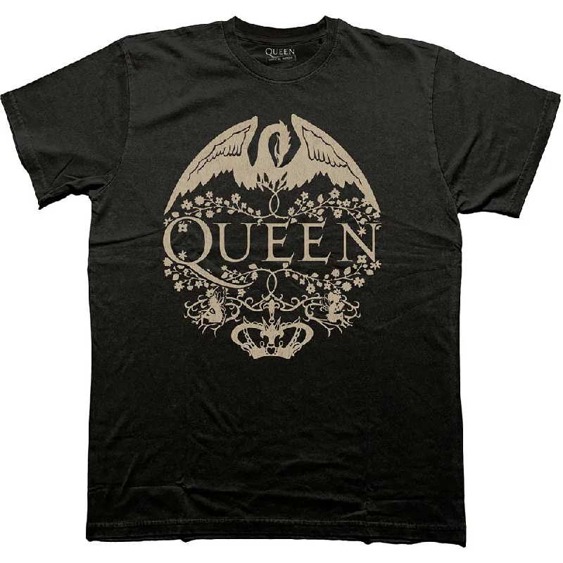 QUEEN Attractive T-Shirt, Floral Crest Mono-- Anti-Shrink Durable Soft
