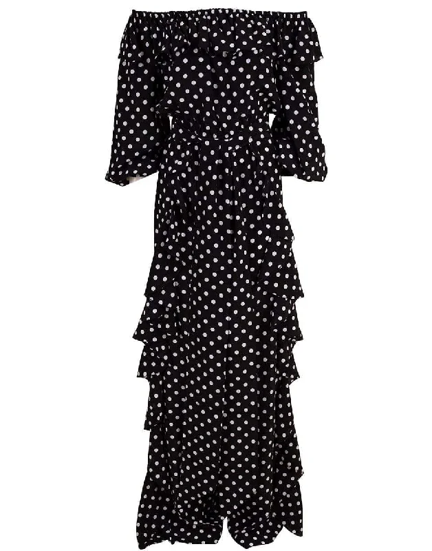 Off Shoulder Polka Dot Jumpsuit White jumpsuit, Chic, Elegant, Summer wear