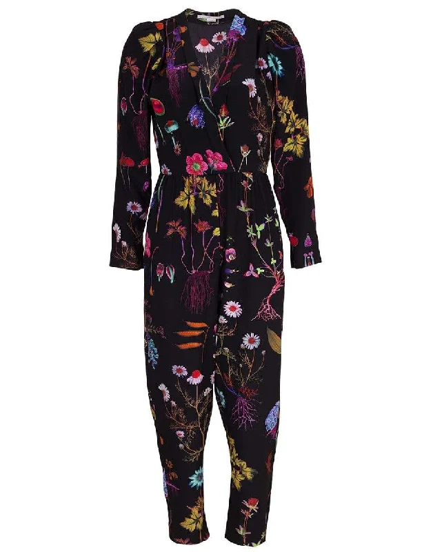 Black Floral Print Michelle Jumpsuit Pleated wide leg jumpsuit, Feminine, Elegant, Stylish