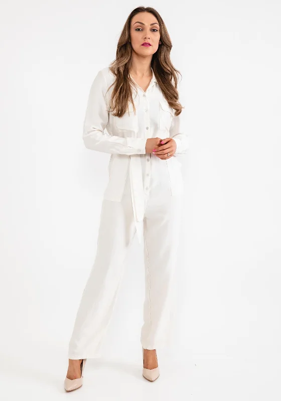 Seventy1 One Size Silk Blend Utility Jumpsuit, Cream Formal jumpsuit, Elegant, Stylish, Evening wear